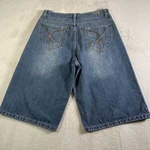 Y2K Brooklyn Xpress Denim Shorts Mens 34 Blue Baggy Jorts 14.5" Inseam Vintage